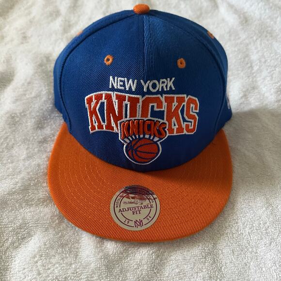 Mitchell & Ness New York Knicks Two-Tone Snapback Hat Basketball Blue Orange NEW - Picture 1 of 10